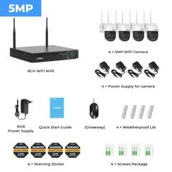 H.view 8CH 5MP 4PCS Wifi Camera Security Kit System Wireless CCTV System NVR Outdoor