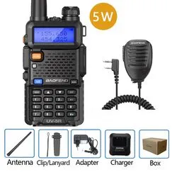 Baofeng Walkie Talkie UV 5R 5W Microphone 5W 8W Dual Band Ham Two Way Radio Vhf Uhf FM Radio Handheld Transceiver, Kit: 5W mic
