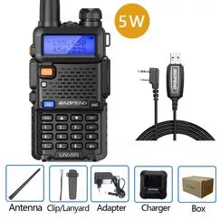 Baofeng Walkie Talkie UV 5R 5W Cable 5W 8W Dual Band Ham Two Way Radio Vhf Uhf FM Radio Handheld Transceiver, Kit: 5W cable