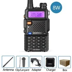 Baofeng Walkie Talkie UV 5R 8W Radio 5W 8W Dual Band Ham Two Way Radio Vhf Uhf FM Radio Handheld Transceiver, Kit: 8W radio