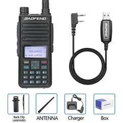 Baofeng DR 1801 Walkie Talkie DMR Radio Dual Band With Programming Cable, Bundle: Bundle 2