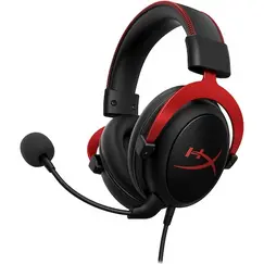 Gaming Headset HyperX Cloud II Black-Red, virtual 7.1 surround sound, USB/3.5mm jack, detachable noise-canceling microphone, memory foam ear cups, multi-platform, black/red.