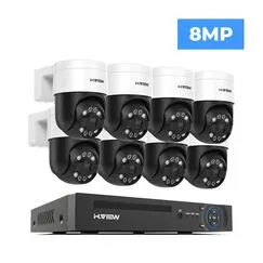 H.view 8Ch 4K 5MP/8MP CCTV Security Camera System Home Video Surveillance Kit Outdoor, Kit: 5MP 4PCS