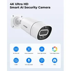 H.View 5Mp 8Mp 4K IP Camera POE Ai Face Detection Cctv Security Cameras H.265 Outdoor