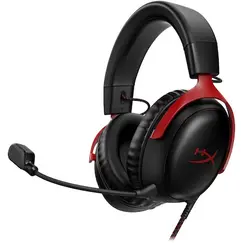 Gaming Headset HyperX Cloud III, DTS Headphone:X Spatial Audio, 53mm drivers, detachable microphone with metal mesh, noise-canceling and LED indicator, 3.5mm jack, USB-C, USB-A, memory foam ear cups, multi-platform, black/red