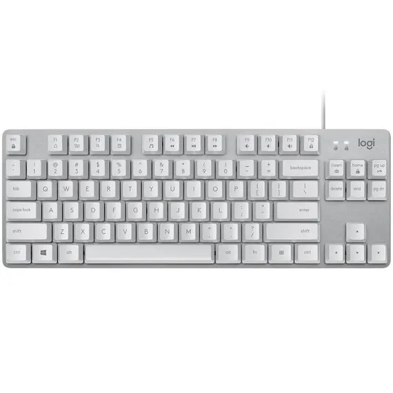 Wired mechanical keyboard, Logitech, K835 TKL, USB, Grey/White