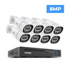 H.View 4K 5MP/8MP poe CCTV Security Camera System Home Video Surveillance Kit 8Ch Nvr Audio Outdoor, Kit: 5MP 4PCS