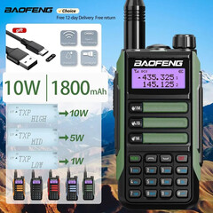 Baofeng UV16 Pro V2 CB Ham Radio Station Two Way Amateur VHF 10 Watts, Black, Color: Black