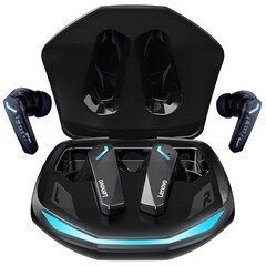 Lenovo GM2 PRO Headphones, Bluetooth 5.3, TWS, Gaming 9D Bass Surround, IPX5, Low Lag, LED, with microphone, Black/White, Color: Black