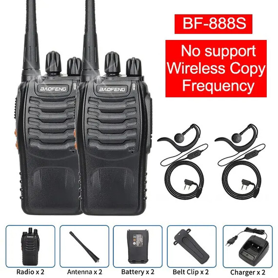 Baofeng BF 888S 2PCS WIth Headset Walkie Talkie UHF 400 470MHz Long Range Two Way Ham Radios Transceiver, Kit: 2PCS with headset