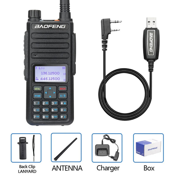 Baofeng DR 1801 Walkie Talkie DMR Radio Dual Band cu cablu de programare, Bundle: Bundle 2