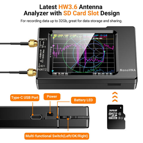 NanoVNA-H Spectrum Analyzer 10KHz-1.5GHz MF HF VHF UHF, 3 image