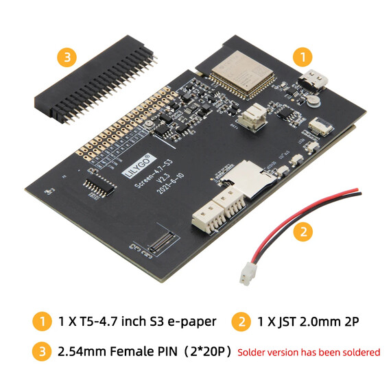 LILYGO® T5 4.7 Inch E-paper V2.3 ESP32-S3 Display Module Support TF Arduino Compatible Raspberry Pi, Soldered Pin: Yes, Touch Screen: Yes, 5 image