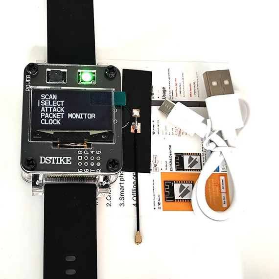 DSTIKE Deauther Watch X ESP8266 2.4GHz WiFi Security Testing Watch, Options: Black, 8 image