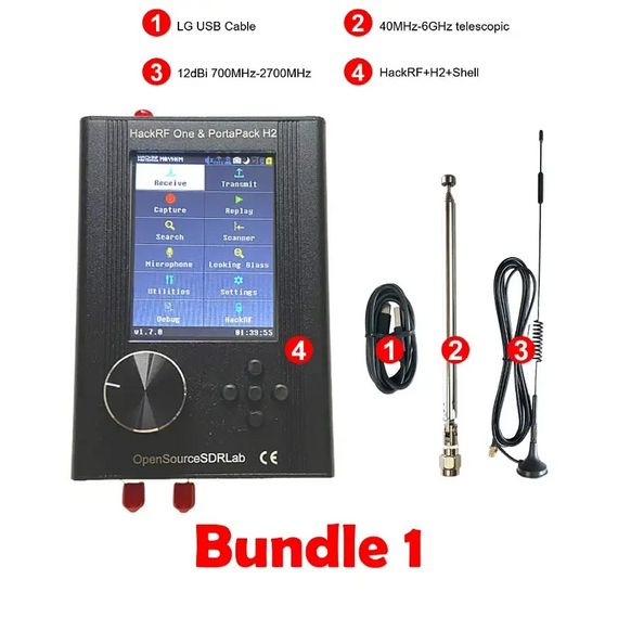 Assembled HackRF Portapack H2 HackRF One 1MHz to 6GHz SDR With Mayhem 2.0.1 Firmware R10, Bundle: Bundle 1, 2 image
