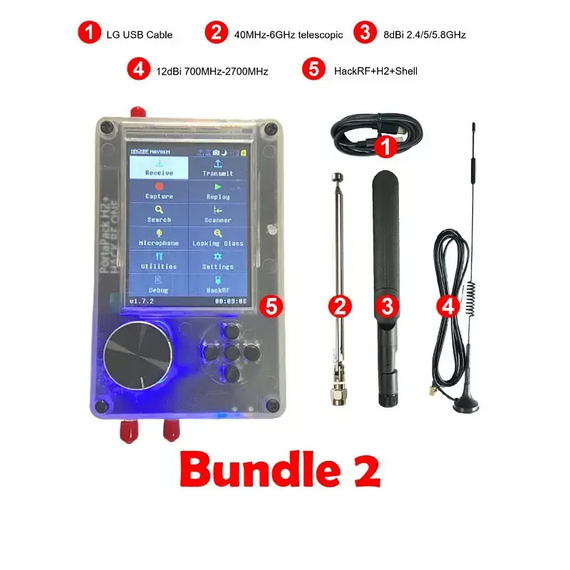Assembled HackRF Portapack H2 HackRF One 1MHz to 6GHz SDR With Mayhem 2.0.1 R10, Bundle: Bundle 2